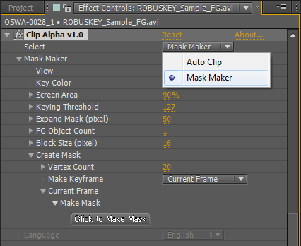 Select Mask Maker from Clip Alpha panel