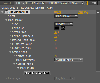 Key Color menu from Mask Maker