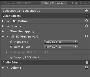 Effect Control Panel of ISP 3D Preview